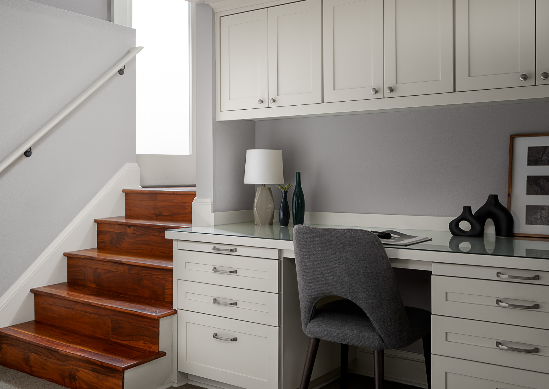 Modern reading nook and work area.
